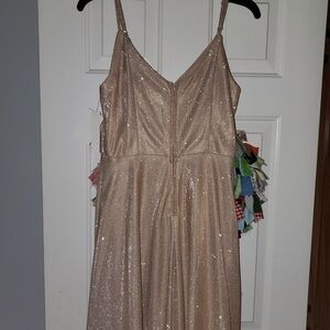 Strapless Glitter Prom Dress in Champagne
